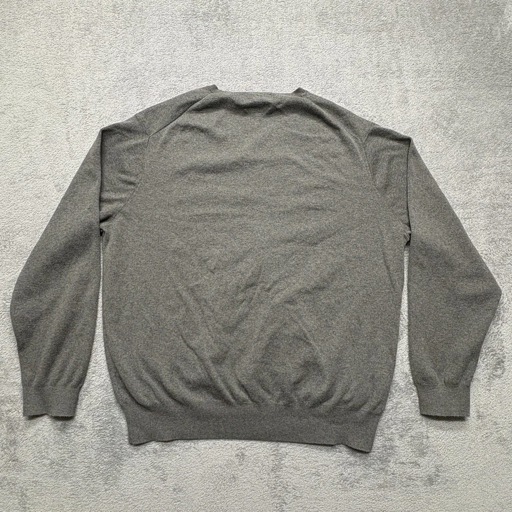 Polo Ralph Lauren Sweater‎ Mens 2XL Gray V Neck Pullover Knit Classic Pony Logo